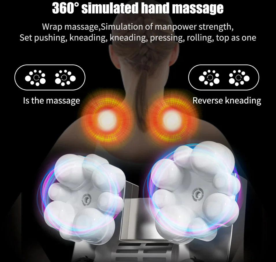 Back, Neck and Shoulder Massager with Heat Deep Tissue 3D Kneading Pillow