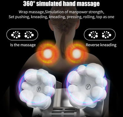 Back, Neck and Shoulder Massager with Heat Deep Tissue 3D Kneading Pillow