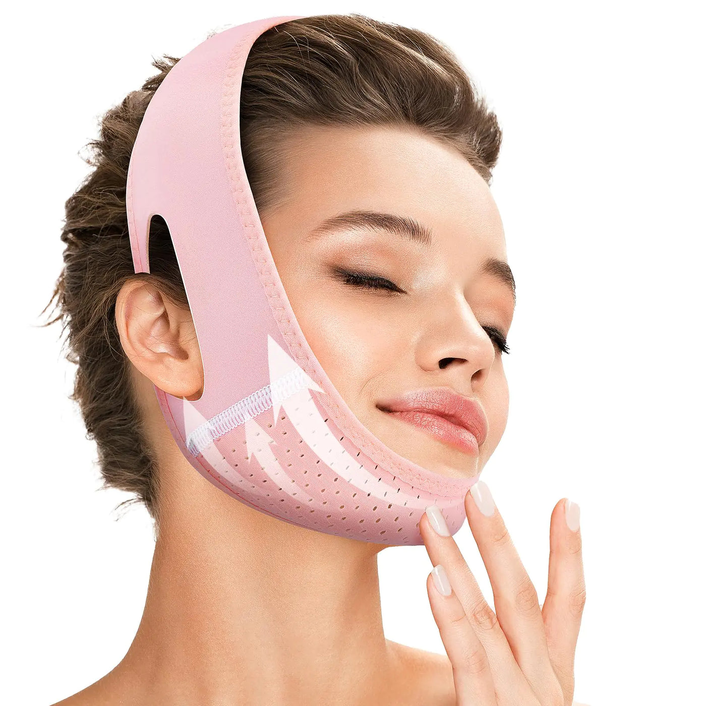 Reusable V Line Lifting Mask with Chin Strap for Sleeping,Face Lift Prevent Sagging, Jaw Exerciser,Black,M M black