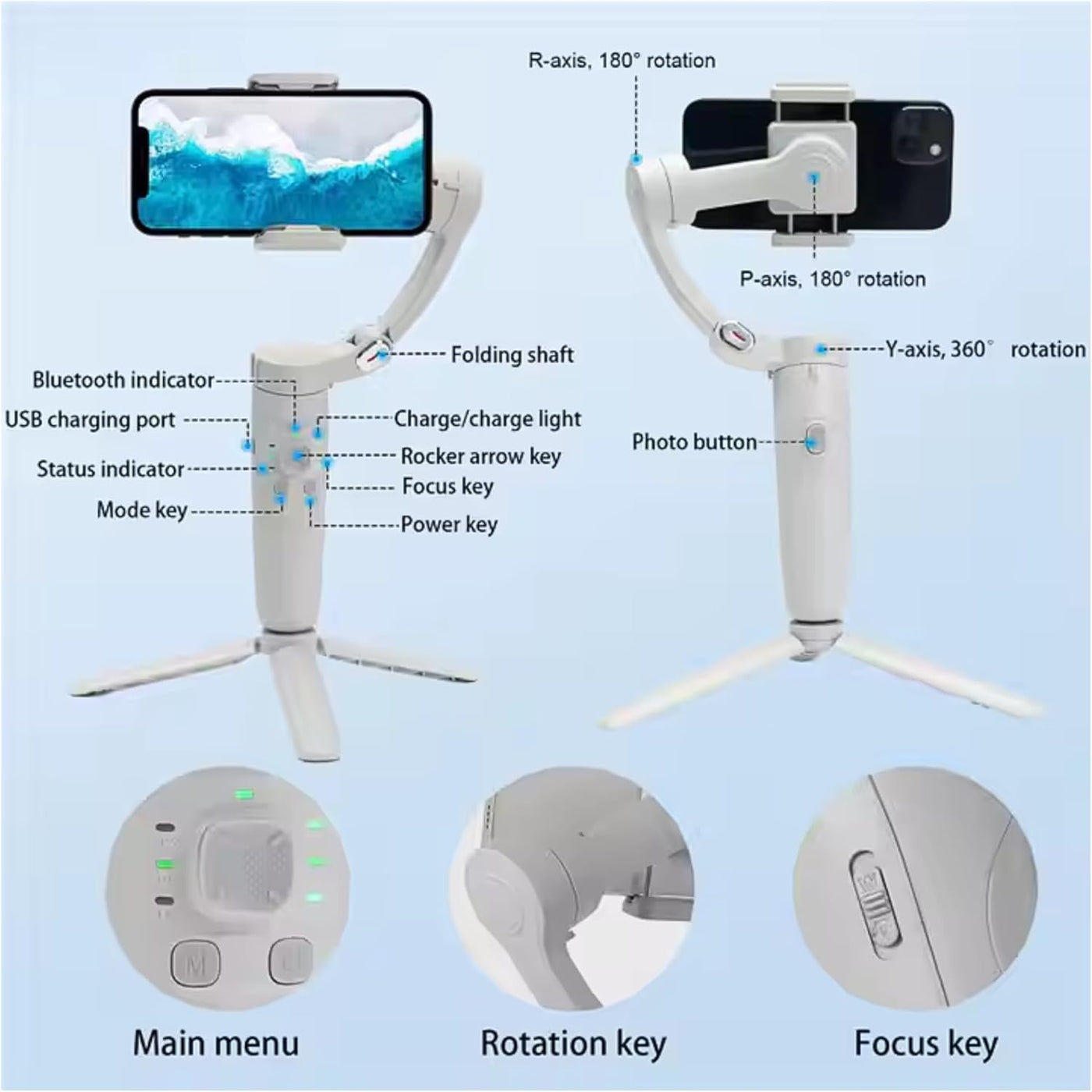 M1 Merak One – Foldable 3-Axis Smartphone Gimbal Stabilizer