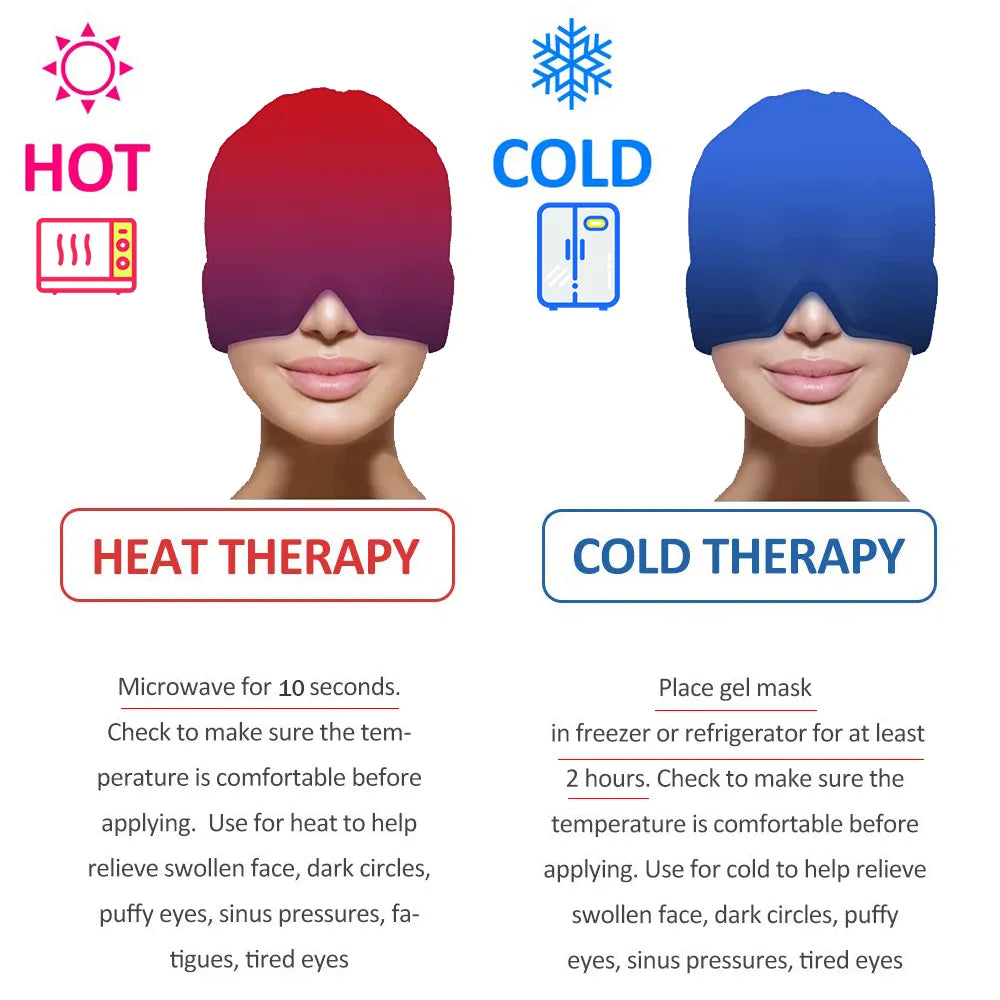 Migraine Relief Hot/Cold Therapy Hat and Eye Mask