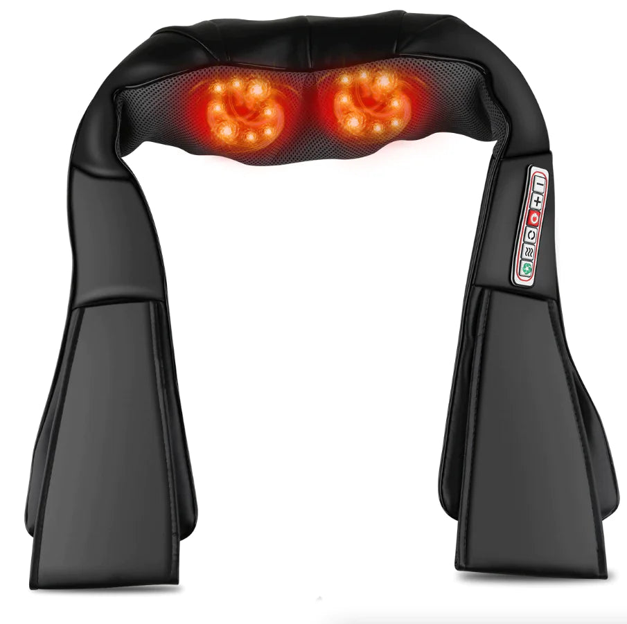 Back, Neck and Shoulder Massager with Heat Deep Tissue 3D Kneading Pillow