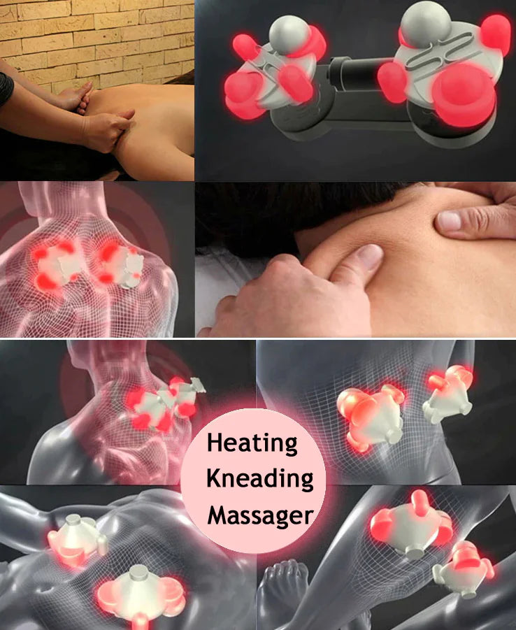 Back, Neck and Shoulder Massager with Heat Deep Tissue 3D Kneading Pillow