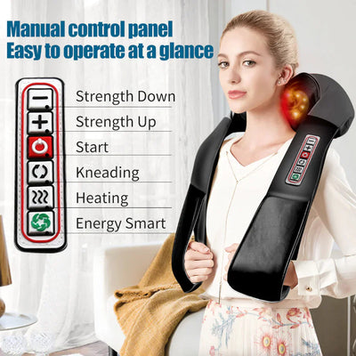 Back, Neck and Shoulder Massager with Heat Deep Tissue 3D Kneading Pillow